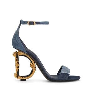 Dolce & Gabbana 105mm DG Heel Patchwork Denim Sandals – Size 39 EU